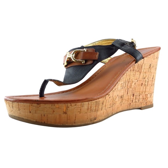 Tommy Hilfiger‎ T-Strap Black Synthetic Women Shoes Size 8.5 Medium - Picture 1 of 6